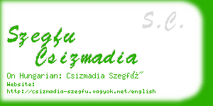 szegfu csizmadia business card